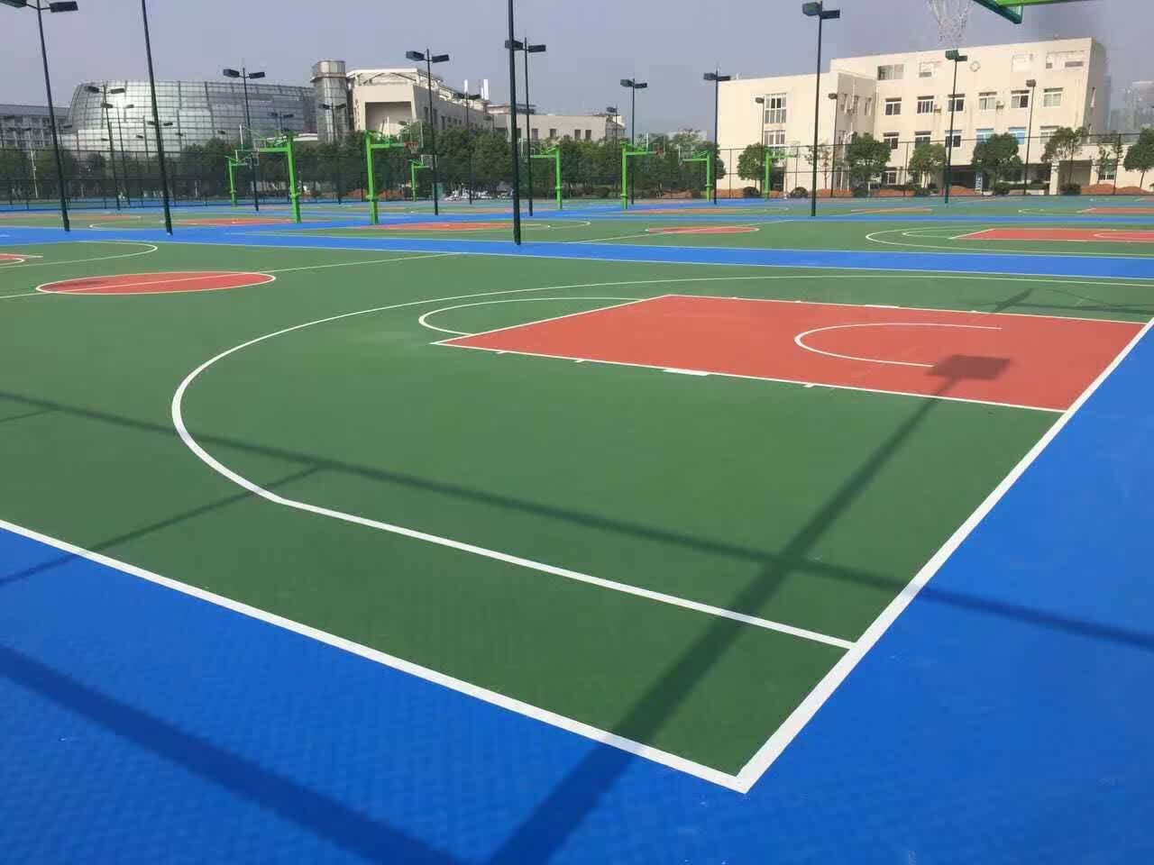 硅pu塑胶地板球场施工-网球场尺寸-羽毛球尺寸