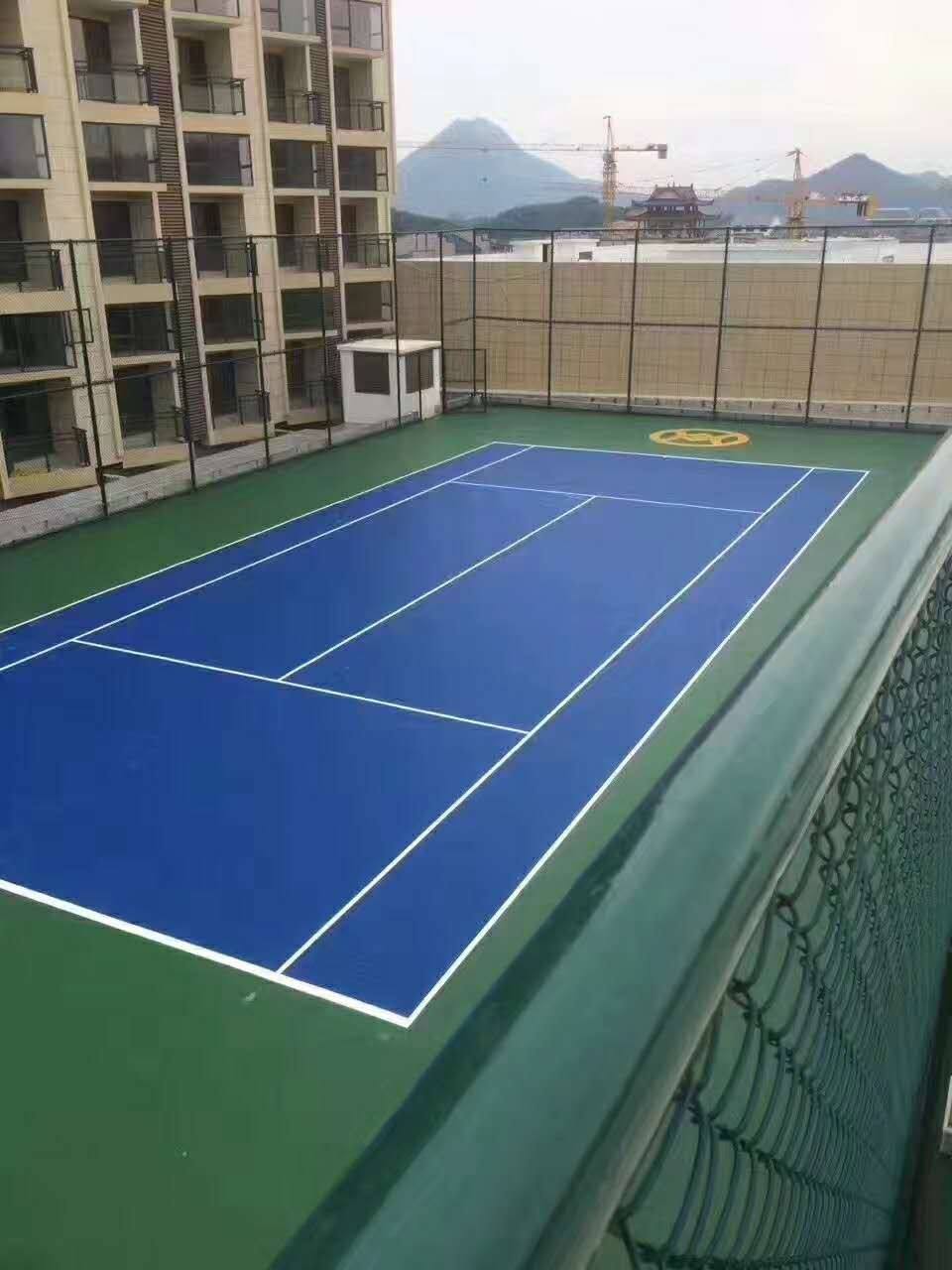 硅pu塑胶地板球场施工-网球场尺寸-羽毛球尺寸